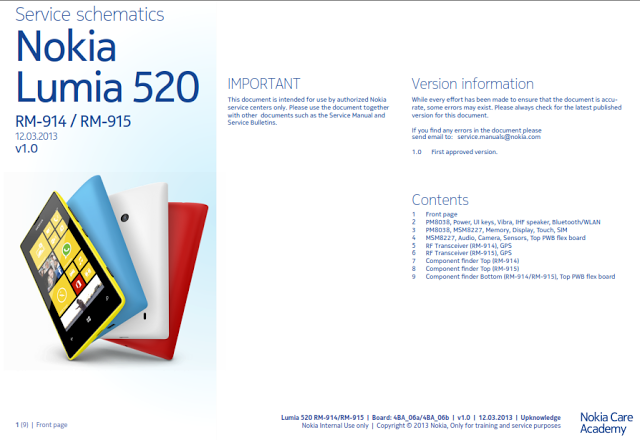 Nokia Lumia 520 Service Schematics