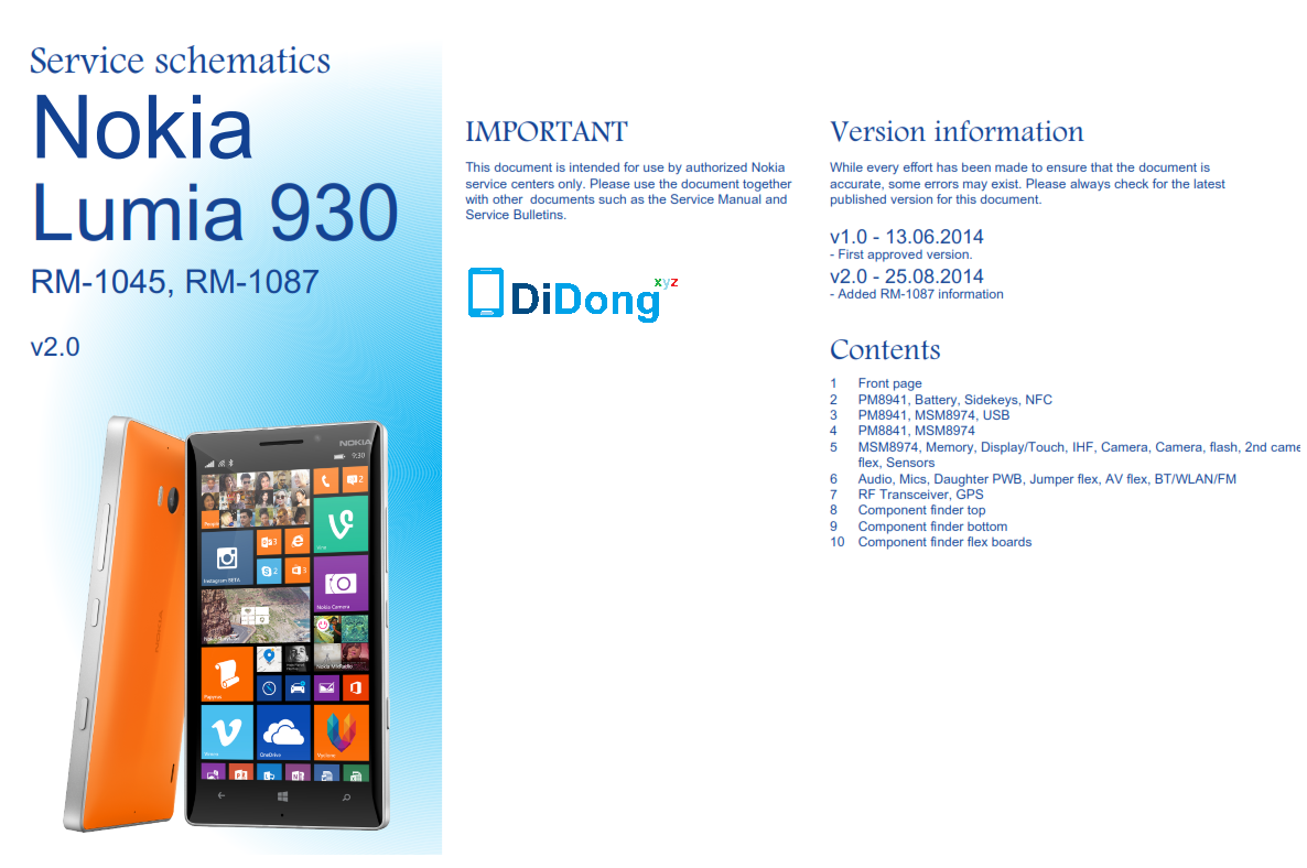 Nokia Lumia 930 Service Schematics