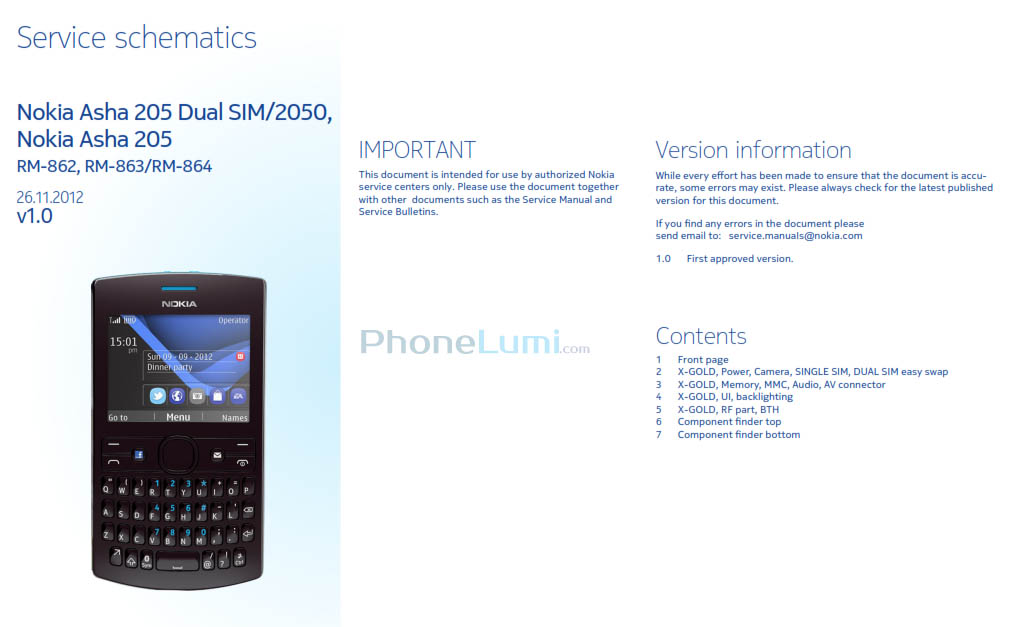 Nokia asha 205 RM-862 863 864 schematics