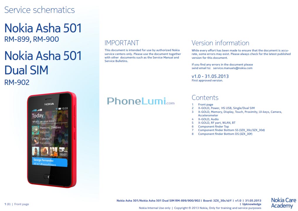 Nokia Asha 501 RM-899 RM-900 schematics