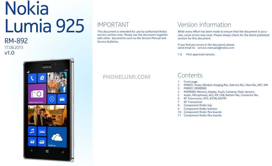 Tải về schematics Nokia Lumia 925 RM-892