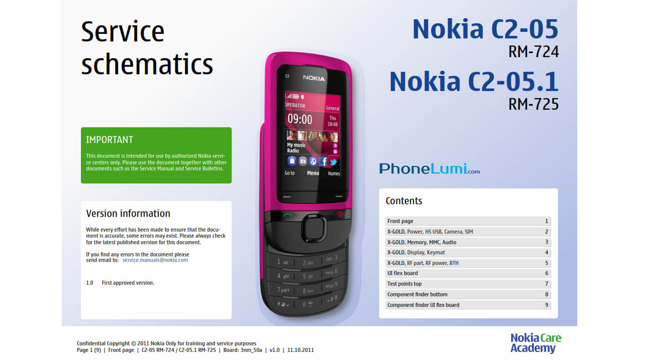 Nokia C2-05 RM-724 RM-725 Service schematics